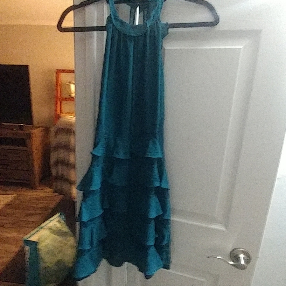 Turquoise Rebecca Taylor bare shoulder dress - Picture 2 of 3